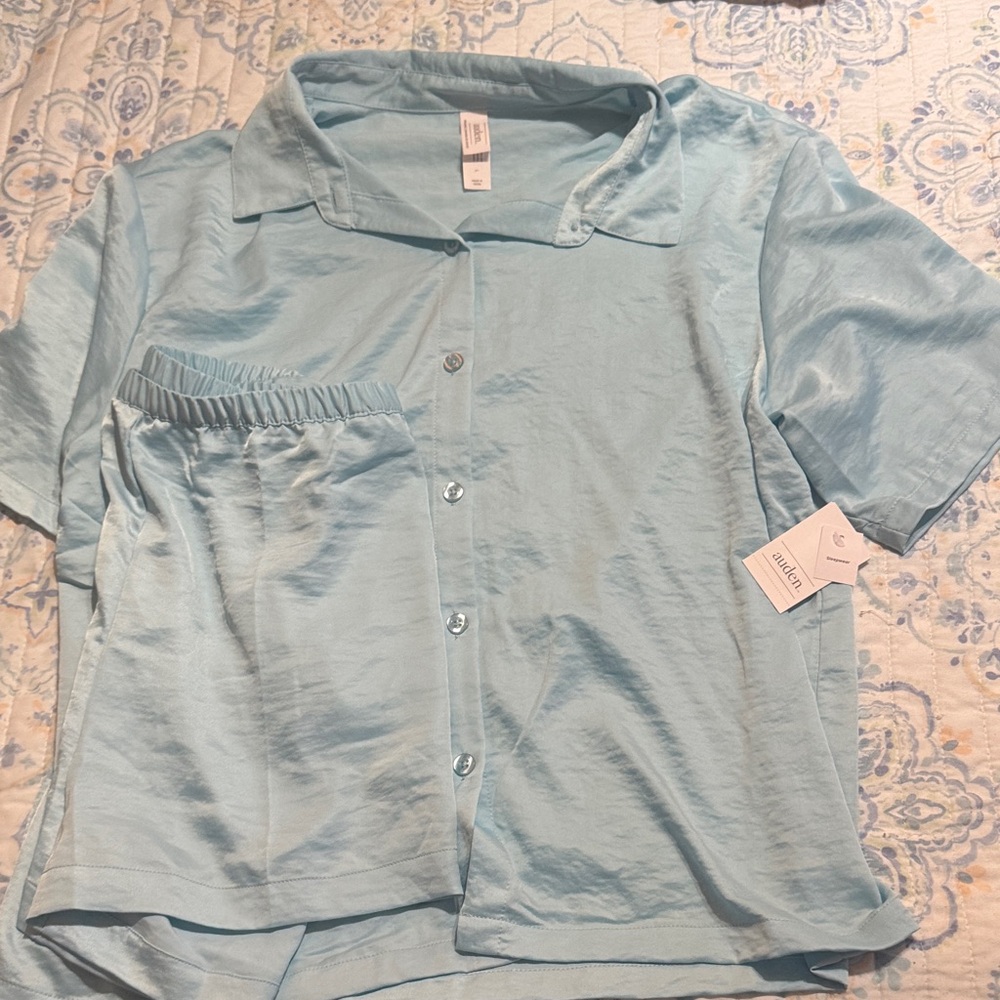 Target Auden Sky Blue Womens Button Down PJ Set Large